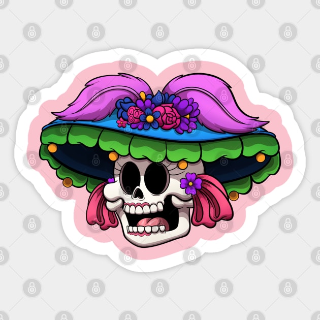 Catrina Skull Sticker by TheMaskedTooner